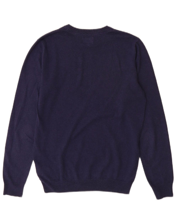 Wrangler Mens Boat Neck Jumper Sweater Medium Navy Blue Cotton