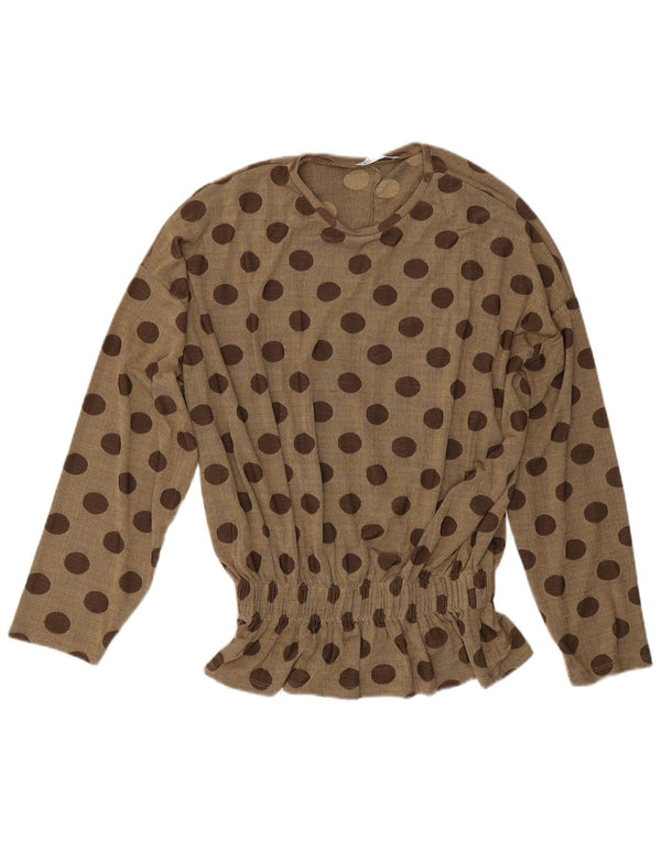 Damska bluzka oversize z długim rękawem Zara Top UK 10 Small Khaki w kropki