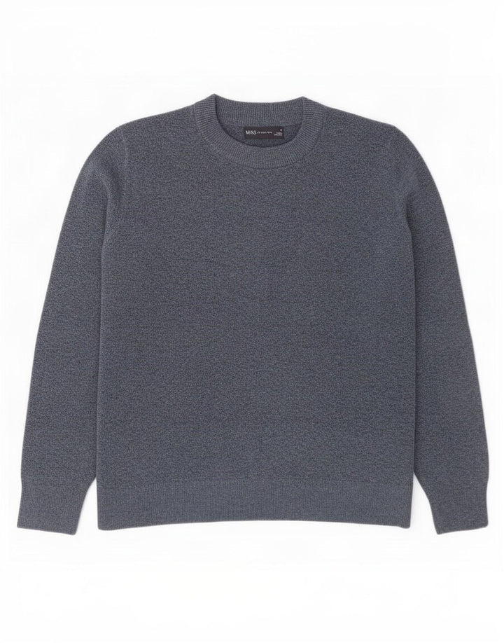 Marks & Spencer Męski sweter z okrągłym dekoltem, średni granatowy poliester