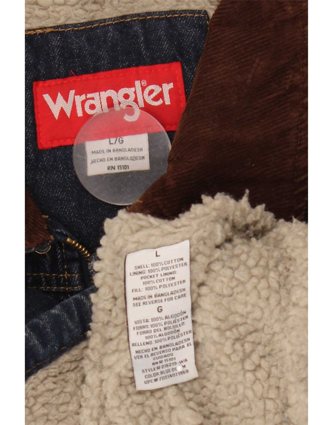 Wrangler Męska kurtka dżinsowa Sherpa UK 40, duża niebieska bawełna