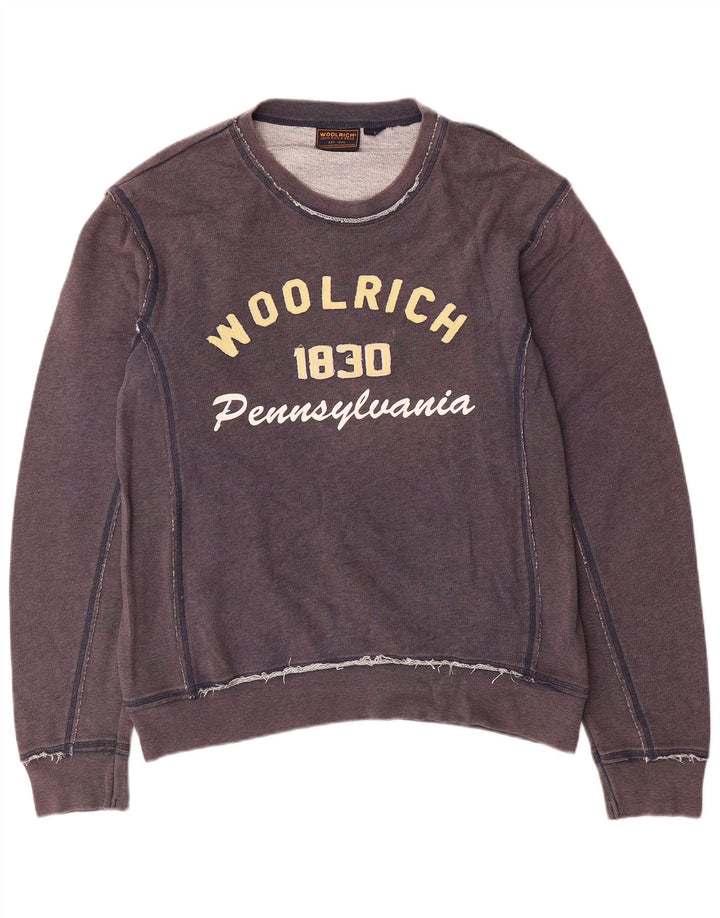 Męska bluza z grafiką Woolrich, duża, granatowa, bawełniana