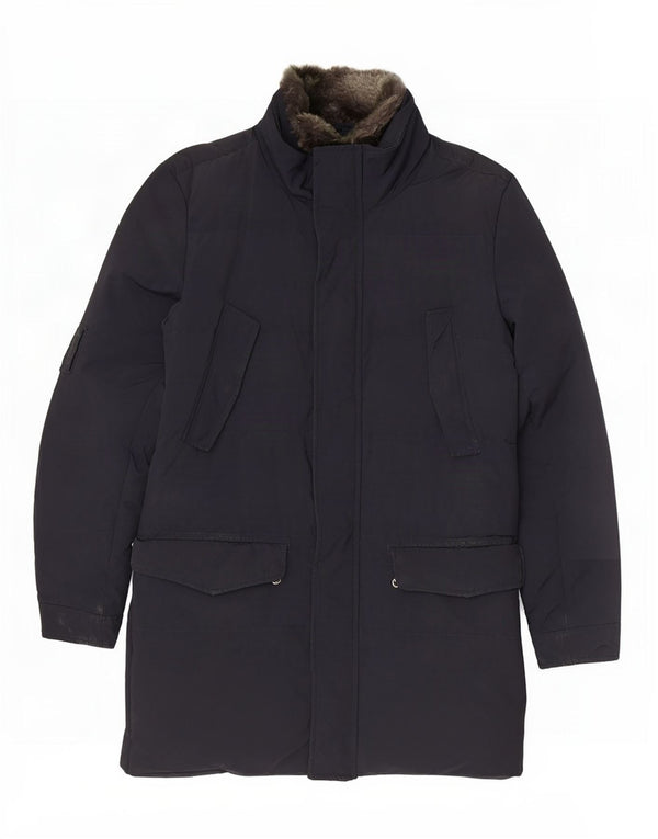Męski ocieplany płaszcz Woolrich UK 38, średni granatowy poliester