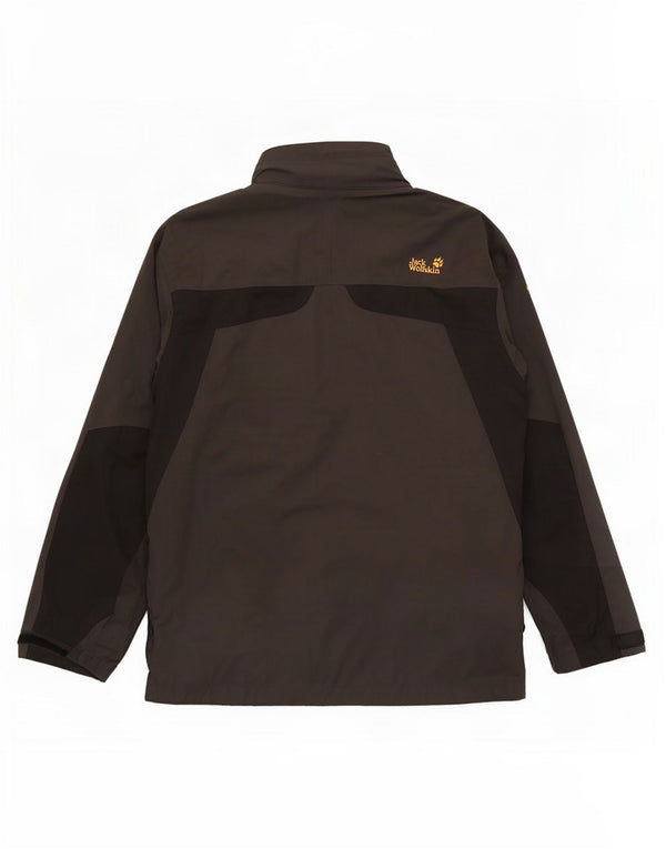 Męska kurtka przeciwdeszczowa Jack Wolfskin UK 50 3XL Khaki z blokami kolorów, poliamid