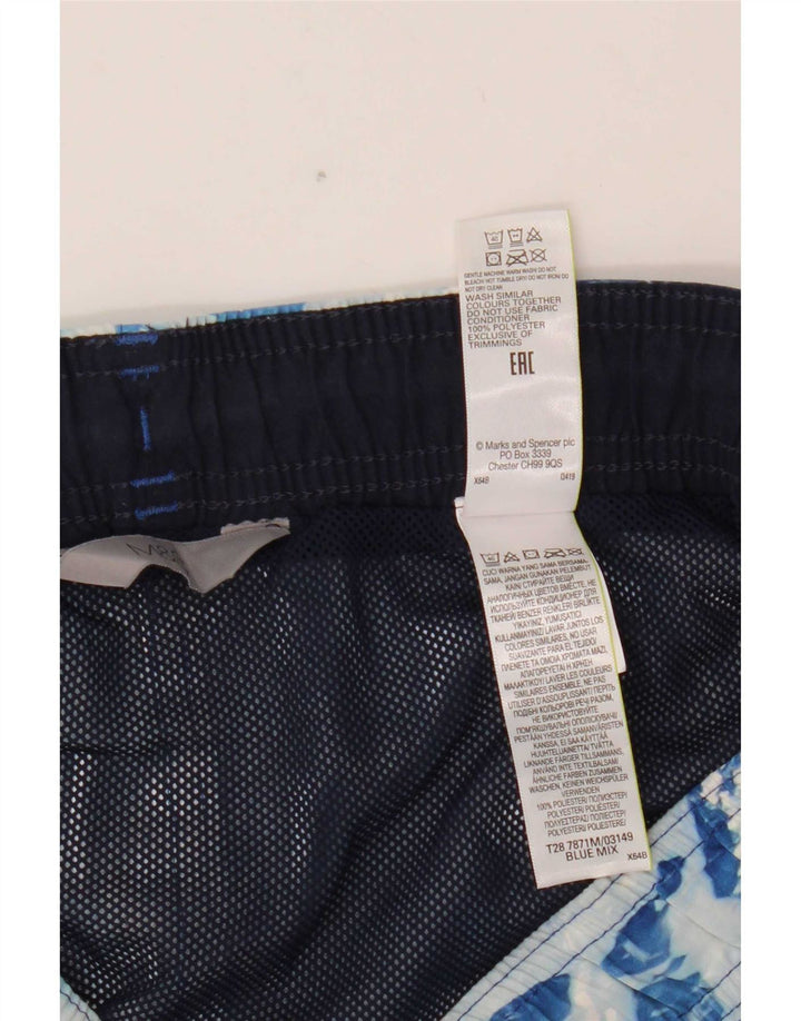 Marks & Spencer Męskie spodenki kąpielowe z abstrakcyjnym wzorem, duże, niebieskie, poliestrowe