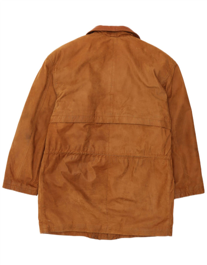 Vintage męska skórzana kurtka wiatrówka IT 46 mała brązowa skóra