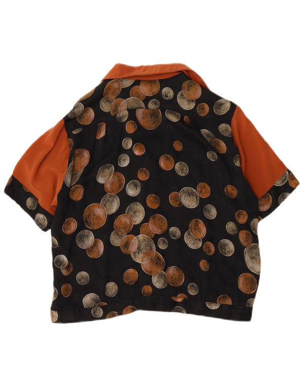 Bluzka damska z krótkim rękawem w stylu vintage, duża, czarna, geometryczna
