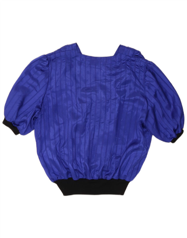 Bluzka damska Vintage Top UK 16, duży, niebieski, blok kolorów
