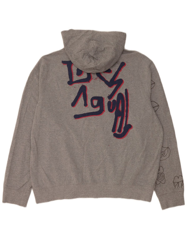 Męski sweter z kapturem i zamkiem błyskawicznym Desigual 2XL, szary, bawełniany