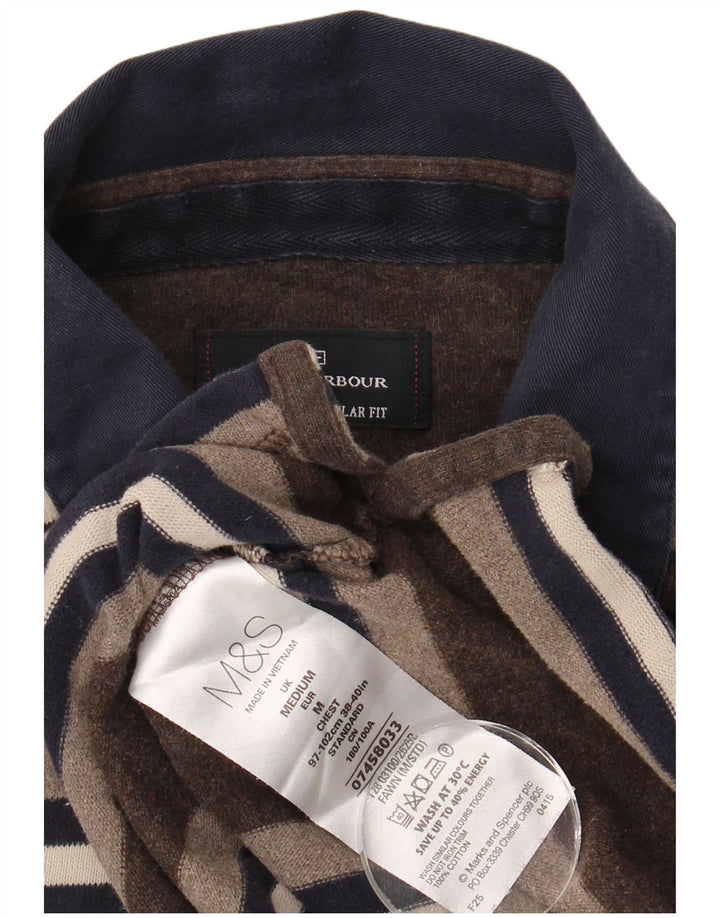 Męska koszulka polo do rugby Marks & Spencer w kolorze niebieskim Harbor z długim rękawem, średnio brązowa