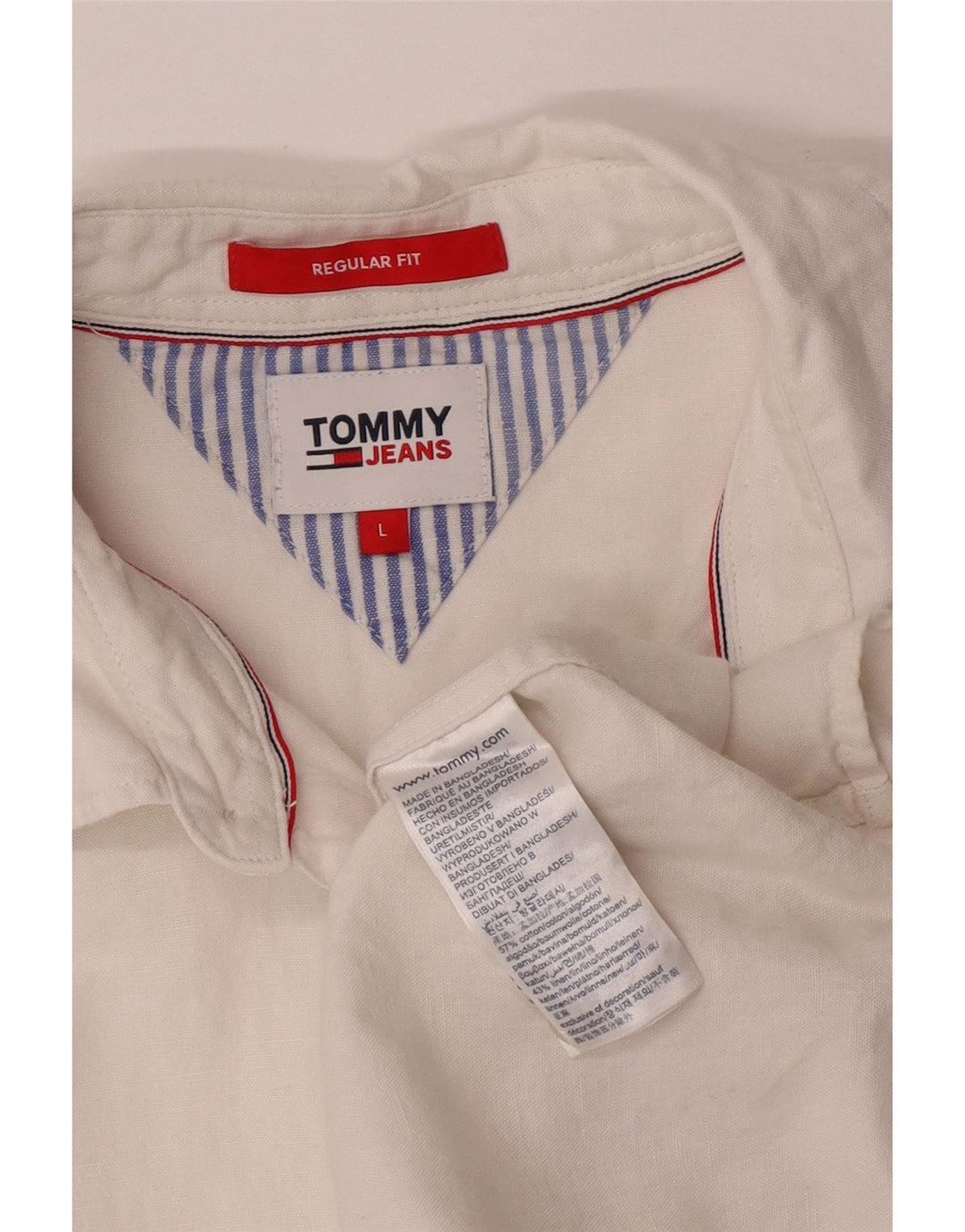 Męska koszula o regularnym kroju Tommy Hilfiger, duża, biała, bawełniana