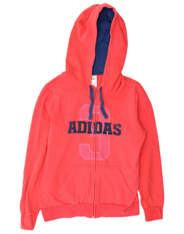 Damska bluza z kapturem Adidas Graphic Zip UK 14 Średnia czerwona bawełna