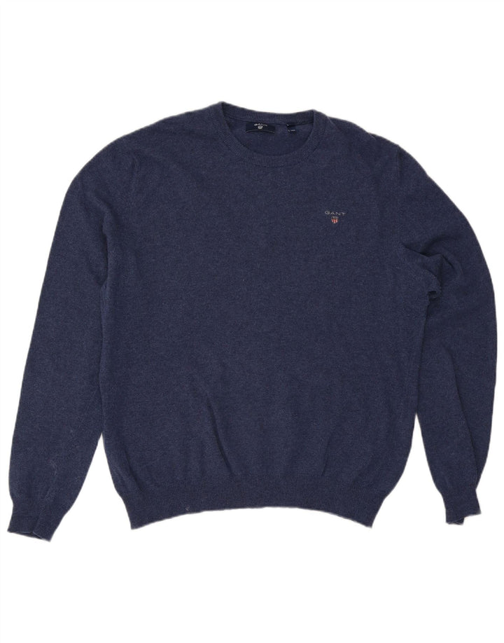 Męski sweter z okrągłym dekoltem Gant XL, granatowo-wełniany