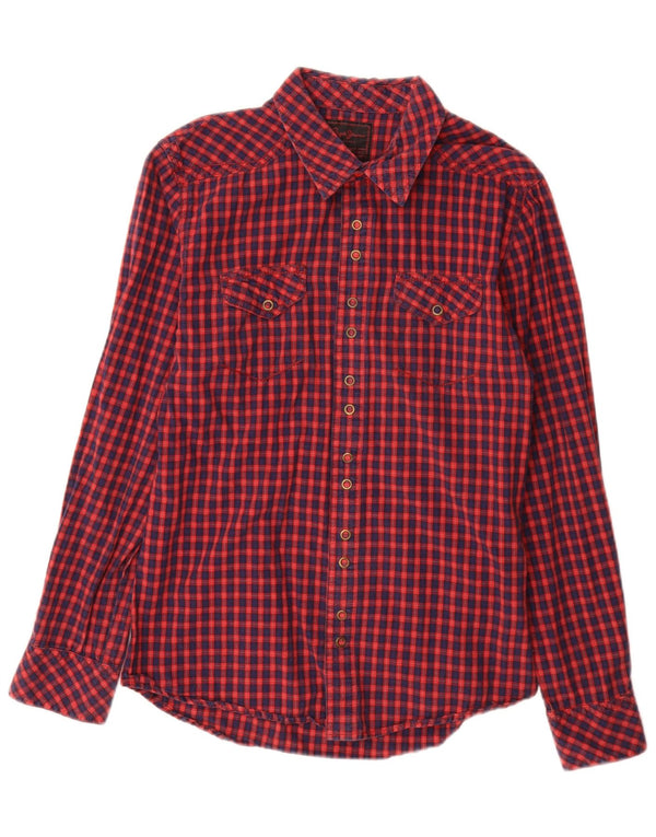 Męska koszula flanelowa PEPE Jeans z grafiką, mała, czerwona bawełniana kratka