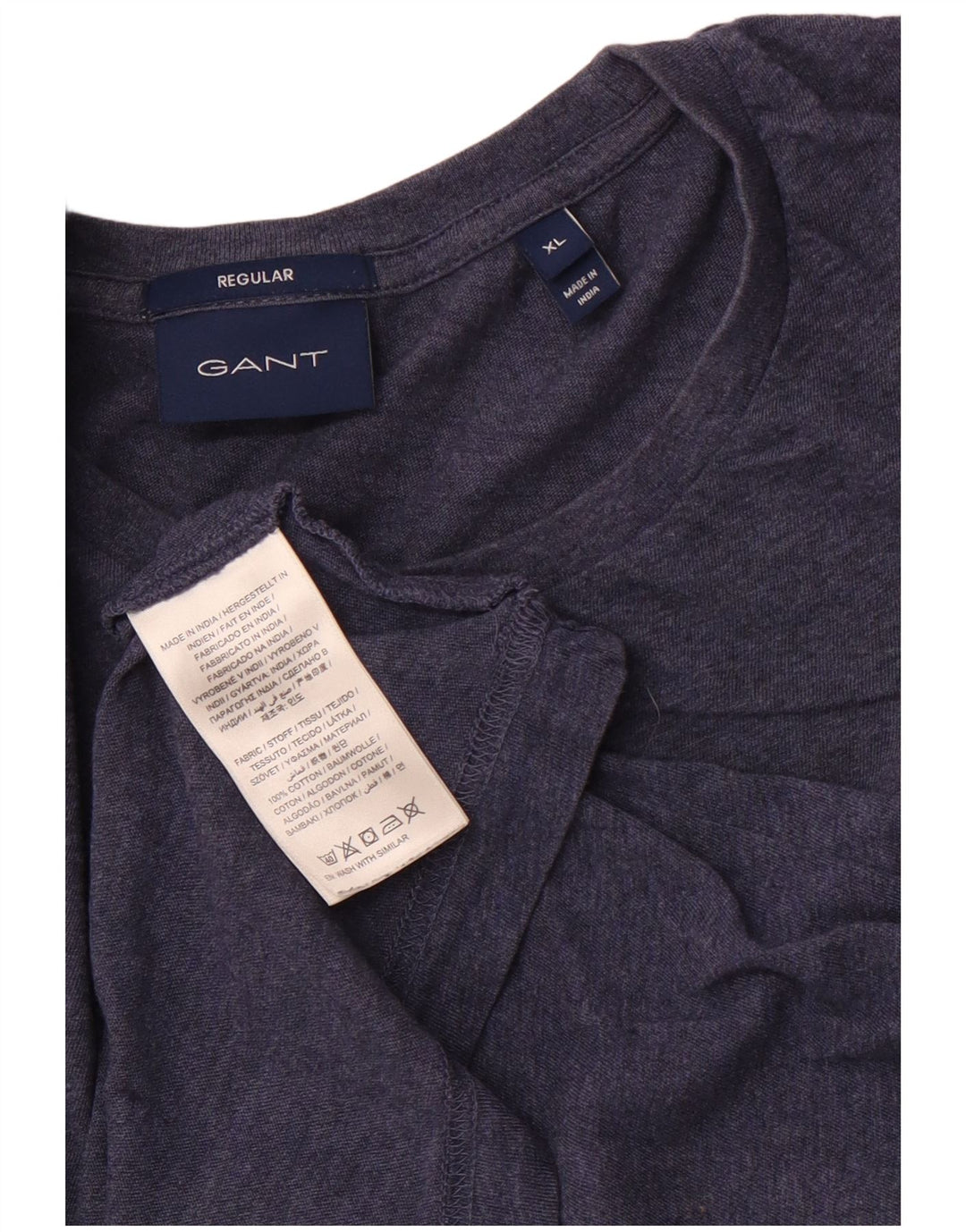 GANT Męski T-shirt Regular Top XL Granatowy, Bawełniany
