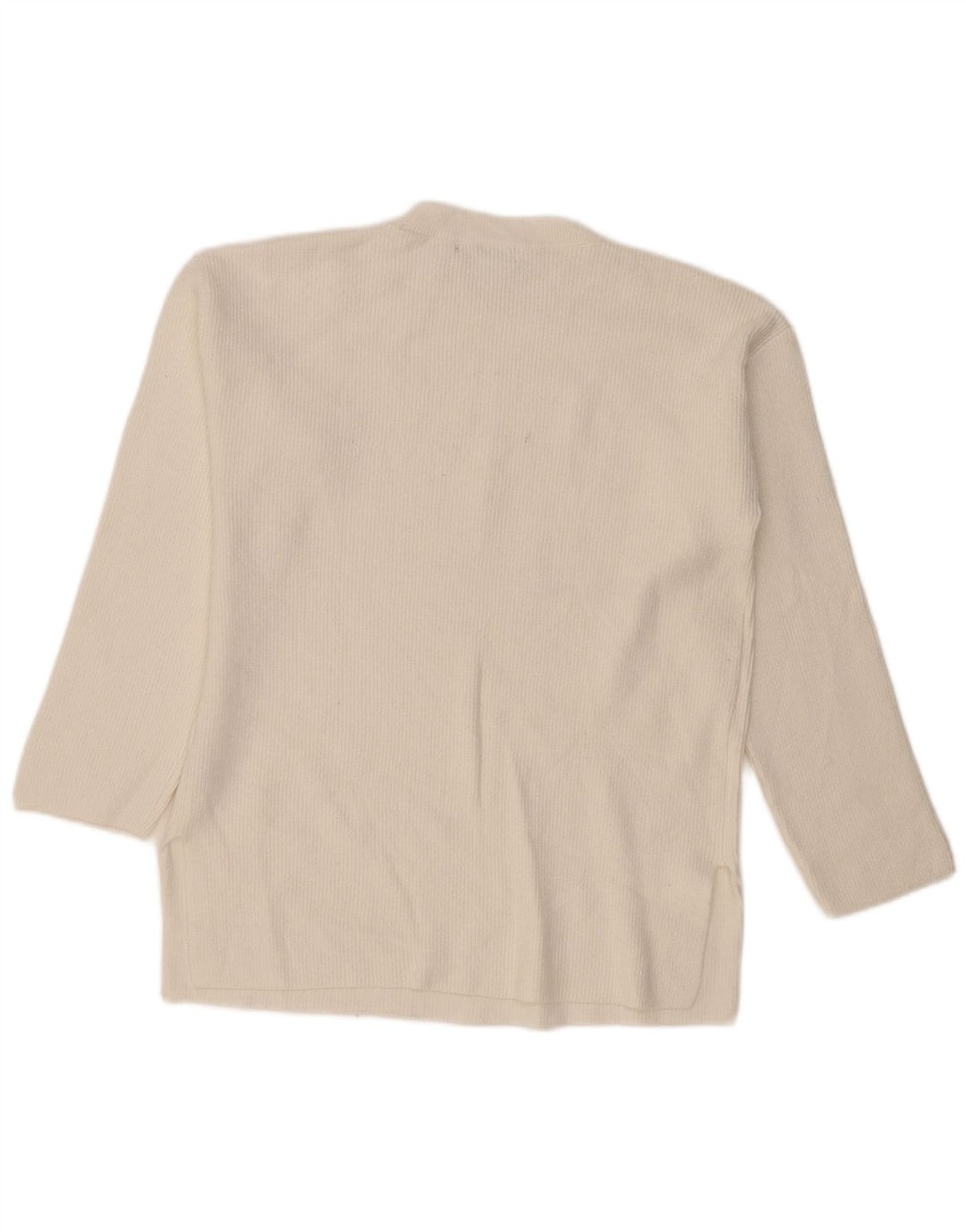 Marks & Spencer Damski sweter z okrągłym dekoltem UK 16, duży, biały, wiskoza