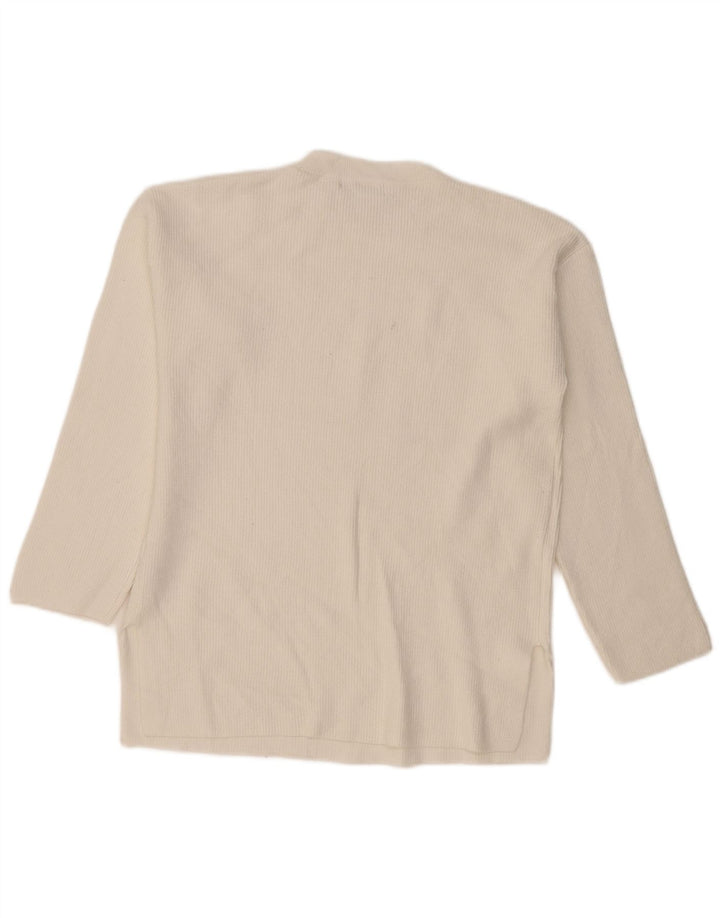 Marks & Spencer Damski sweter z okrągłym dekoltem UK 16, duży, biały, wiskoza