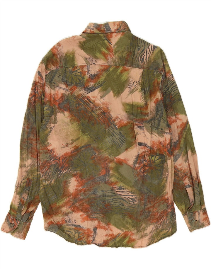 AZZURRA Mens Abstract Pattern Shirt Medium Green Viscose Vintage Azzurra and Second-Hand Azzurra from Messina Hembry 