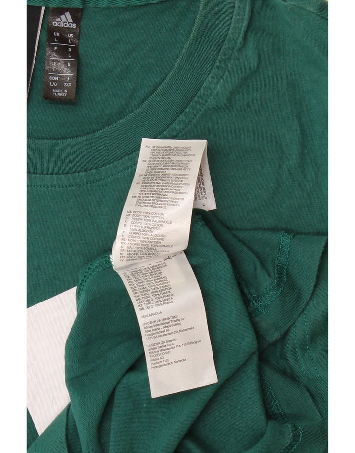 Męski T-shirt z grafiką ADIDAS, duży, zielony, bawełniany