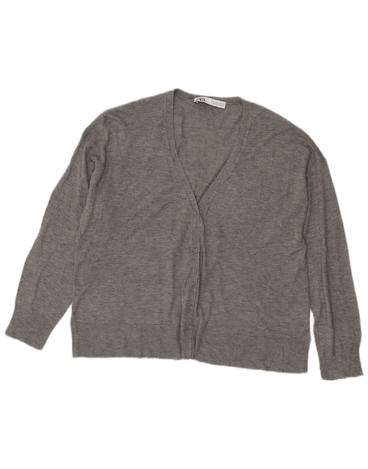 Sweter damski Zara Cardigan UK 14 Średni szary wiskoza