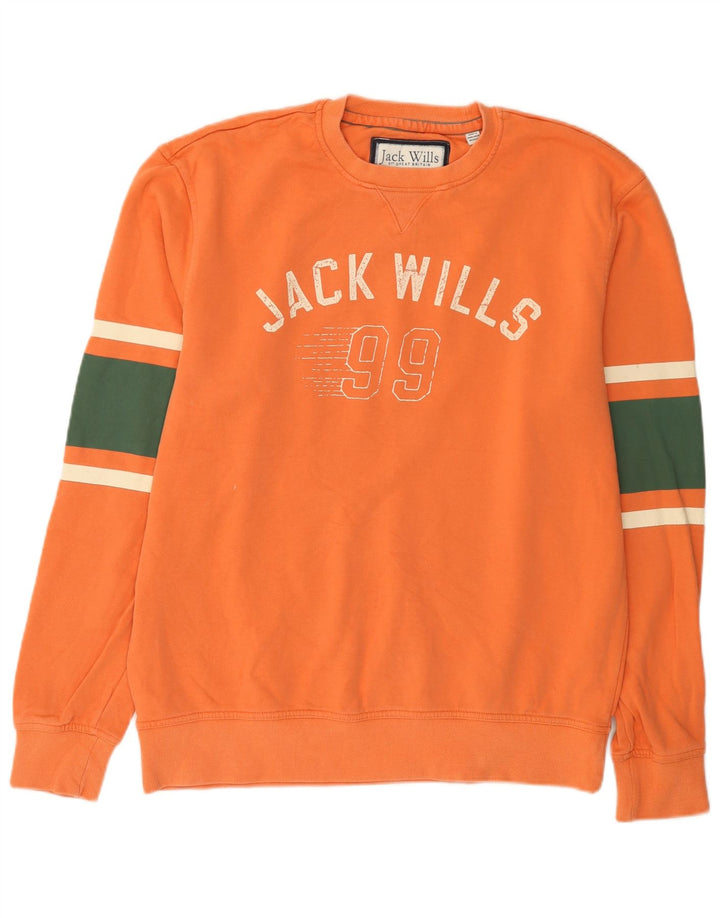 Męska bluza z grafiką Jack Wills, duża, pomarańczowa, bawełniana w bloki kolorów