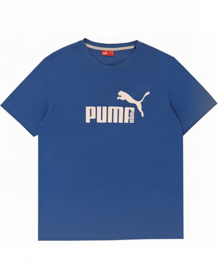 Męska koszulka z grafiką Puma, bawełniana, średnia niebieska