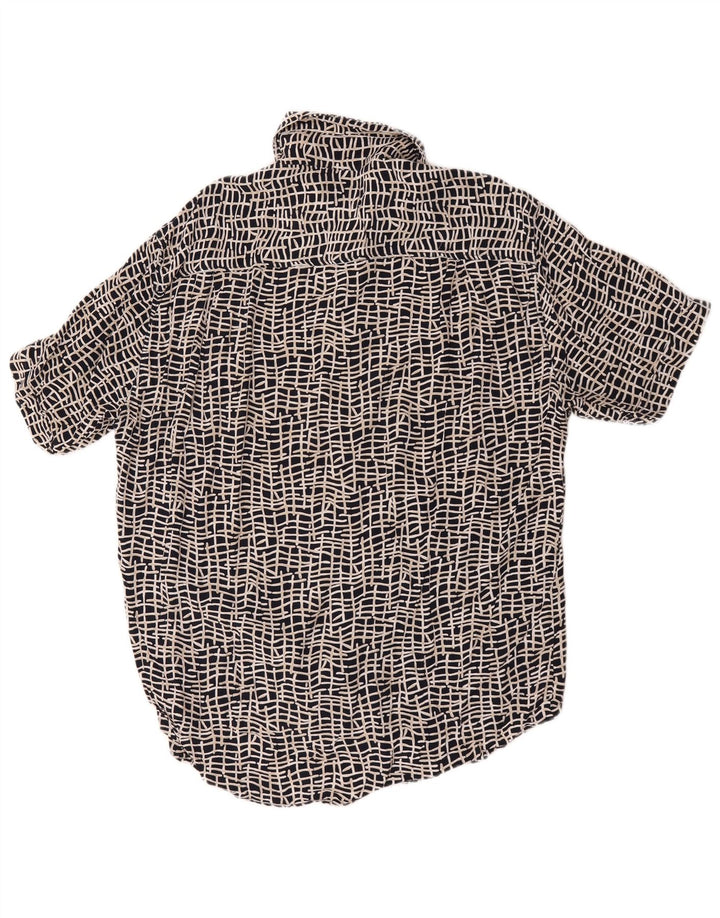 Koszula męska z krótkim rękawem w stylu vintage, duża, czarna, geometryczna