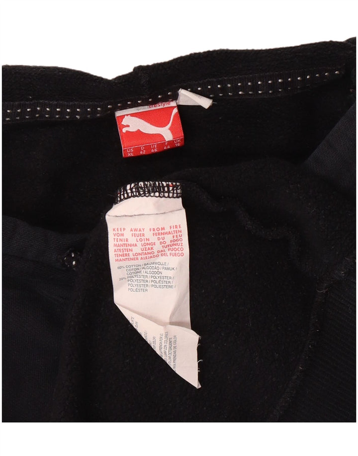 Damski sweter z kapturem Puma z grafiką UK 16, duży, czarny, bawełniany