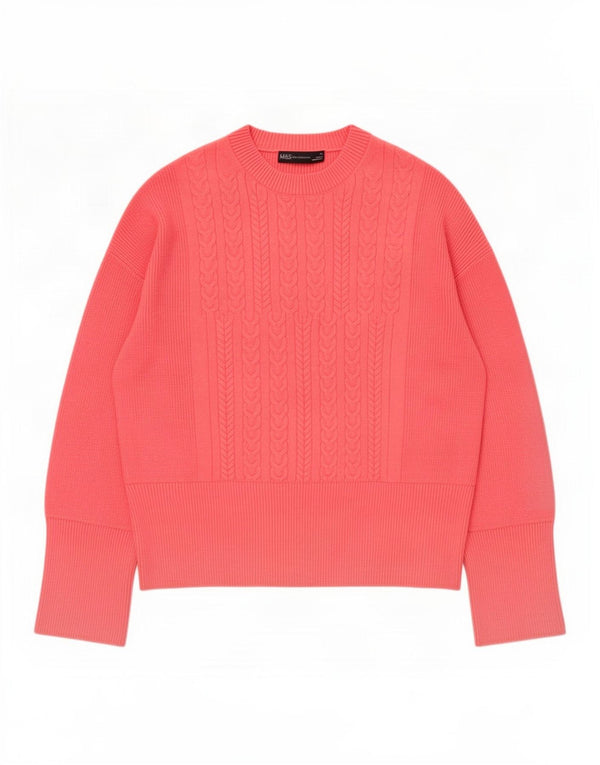 Damski sweter Marks & Spencer z okrągłym dekoltem, UK 14, średnioróżowy, wiskoza