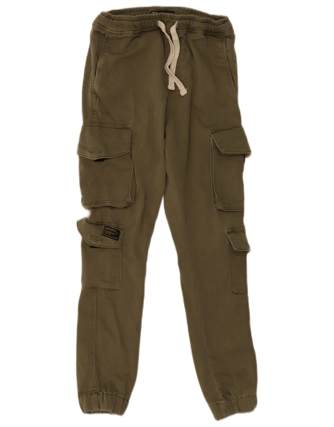 Męskie spodnie dresowe Zara Cargo, małe W30 L28, khaki, bawełniane, wojskowe