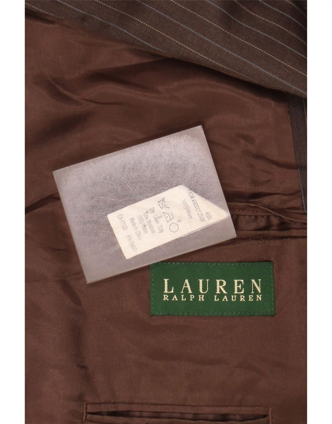 Męska marynarka zapinana na 2 guziki Ralph Lauren UK 46 3XL Brązowa w prążki