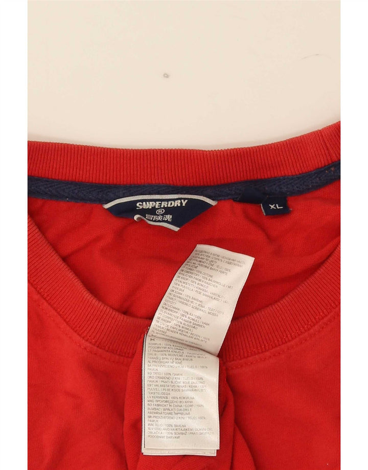 Męski T-shirt z grafiką Superdry, XL, czerwony, bawełniany