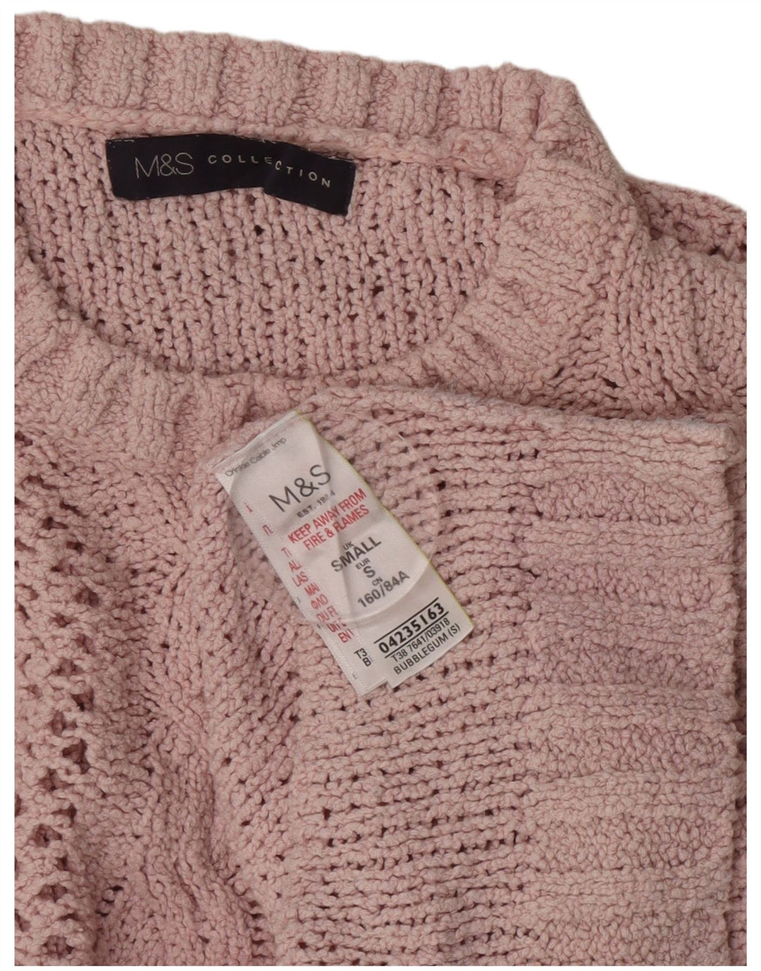Marks & Spencer Damski sweter oversize z okrągłym dekoltem, UK 10, mały, różowy