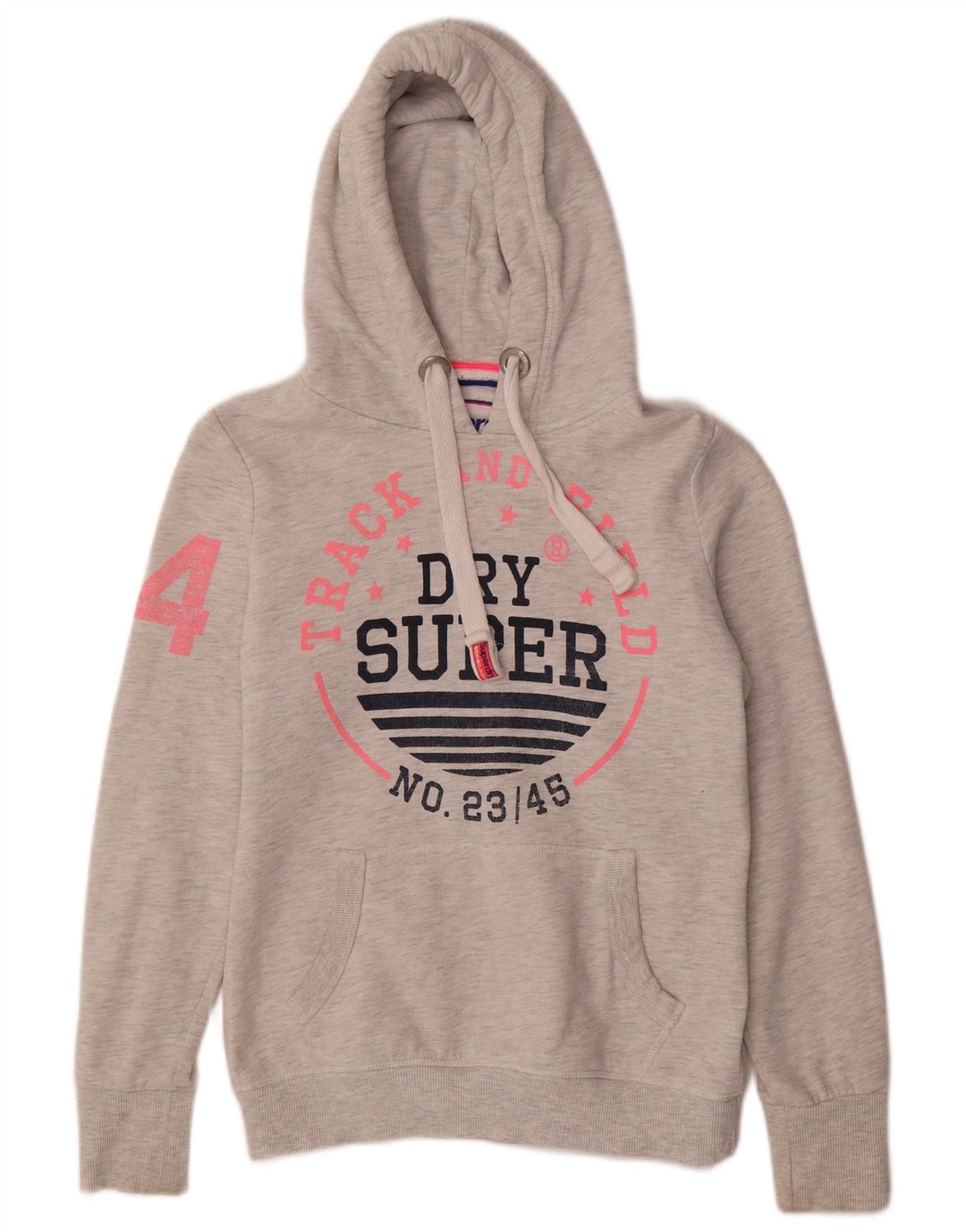 Damski sweter z kapturem i grafiką SUPERDRY UK 10 Small, szary, bawełniany