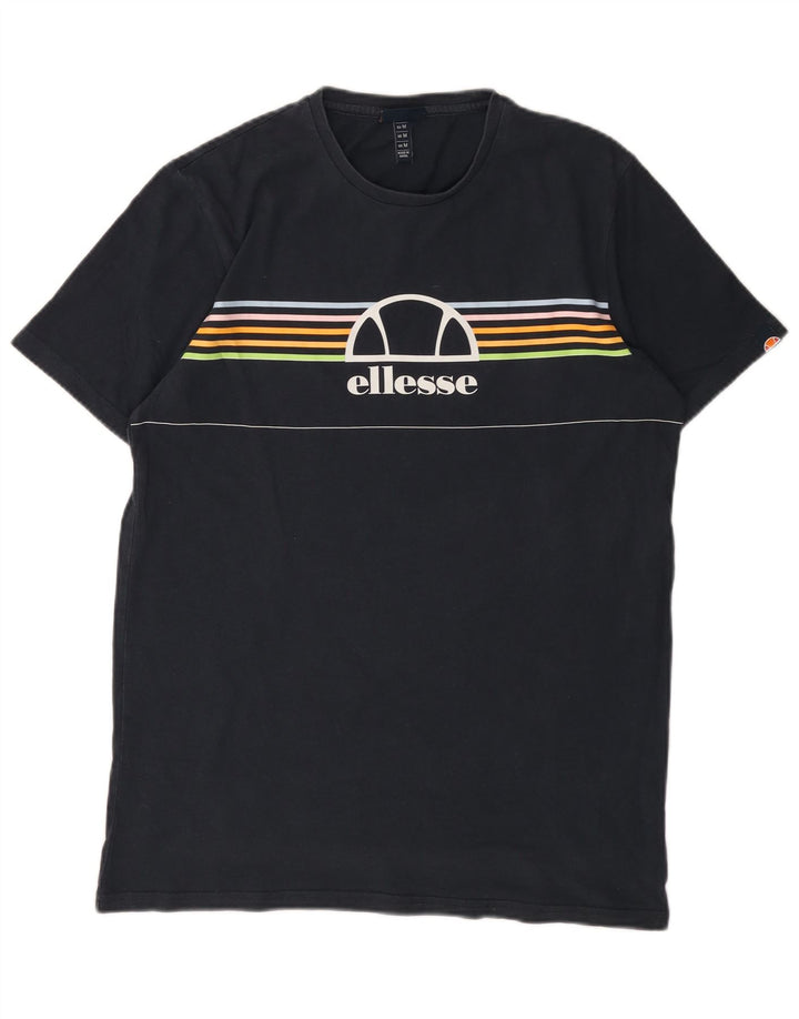 Męski T-shirt z grafiką ELLESSE, średni, granatowy w paski