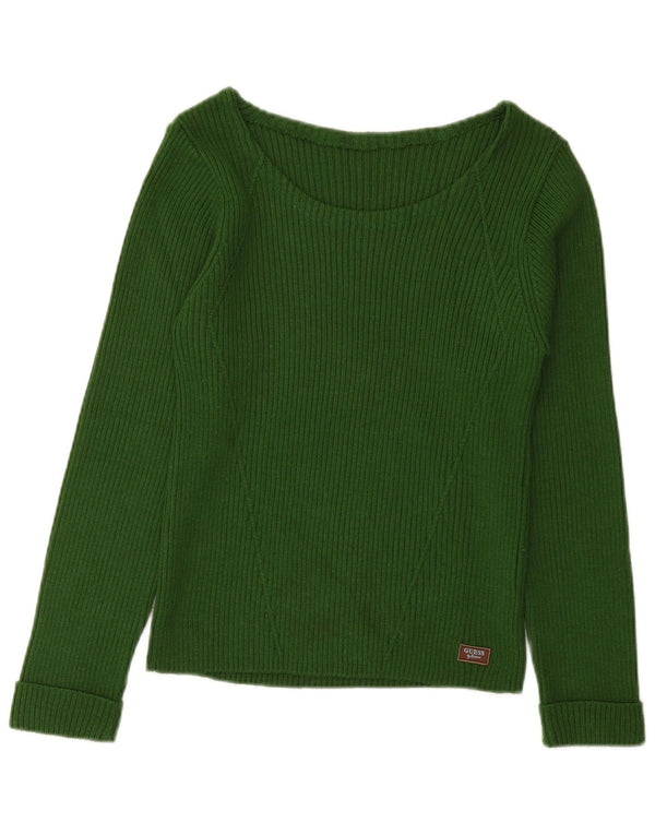Sweter damski Guess z dekoltem w łódkę, UK 8, mały, zielony