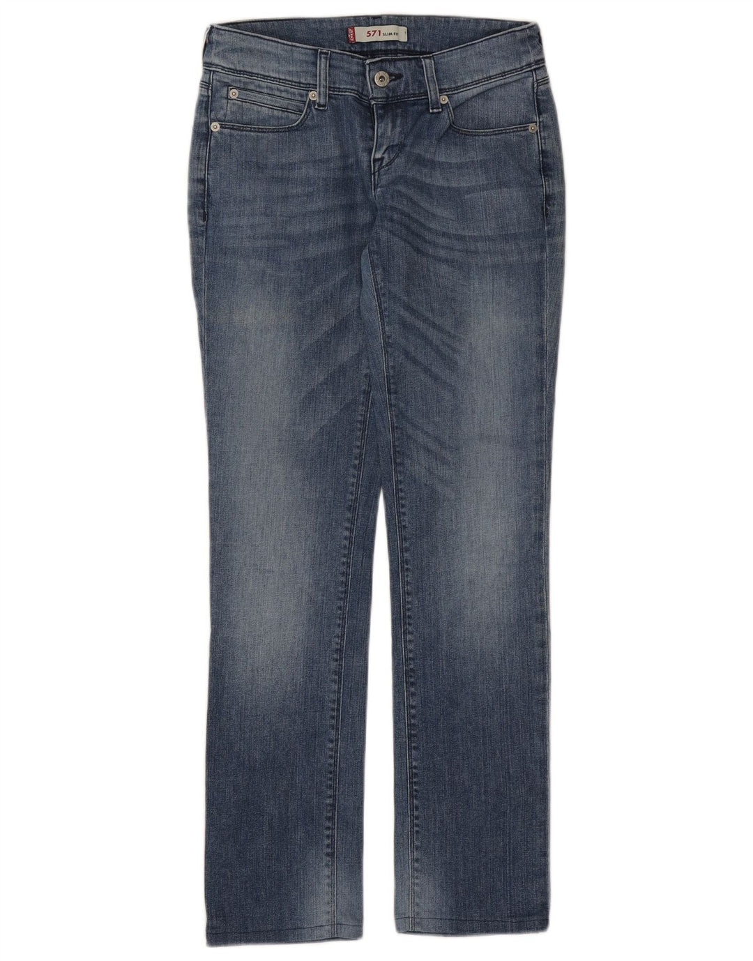 Damskie jeansy Levi's 571 Slim W28 L30 Niebieska bawełna