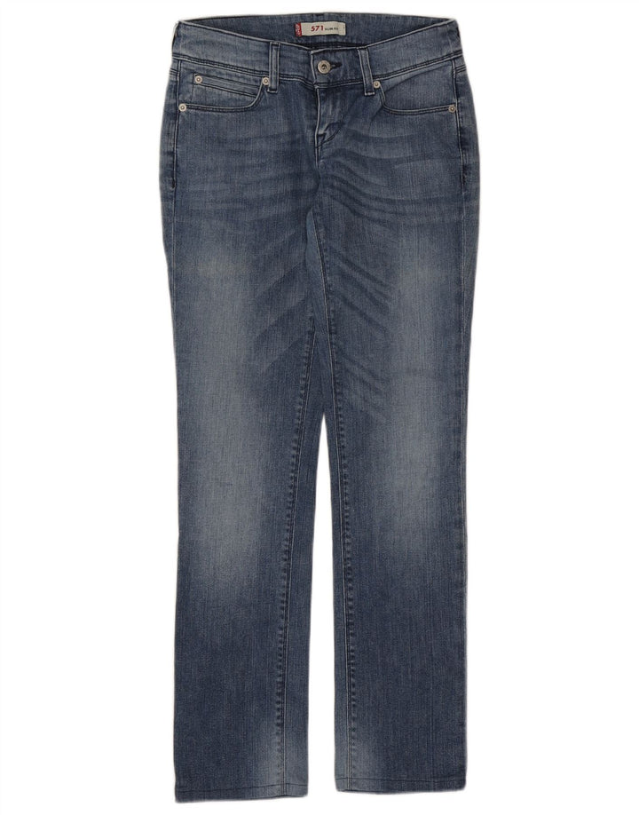 Damskie jeansy Levi's 571 Slim W28 L30 Niebieska bawełna
