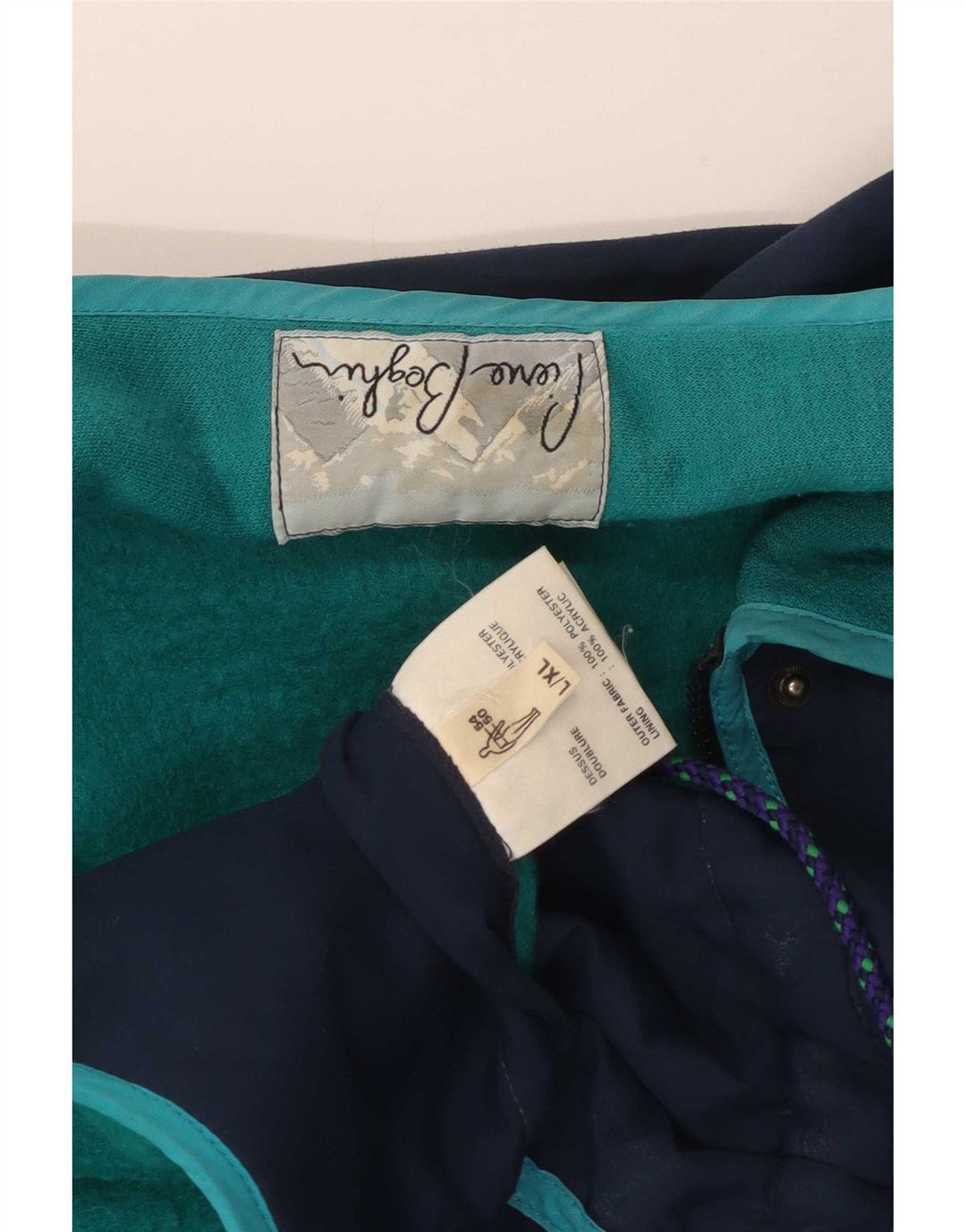 Męska kurtka wiatrówka Vintage UK 42 XL Granatowy poliester z blokami kolorów