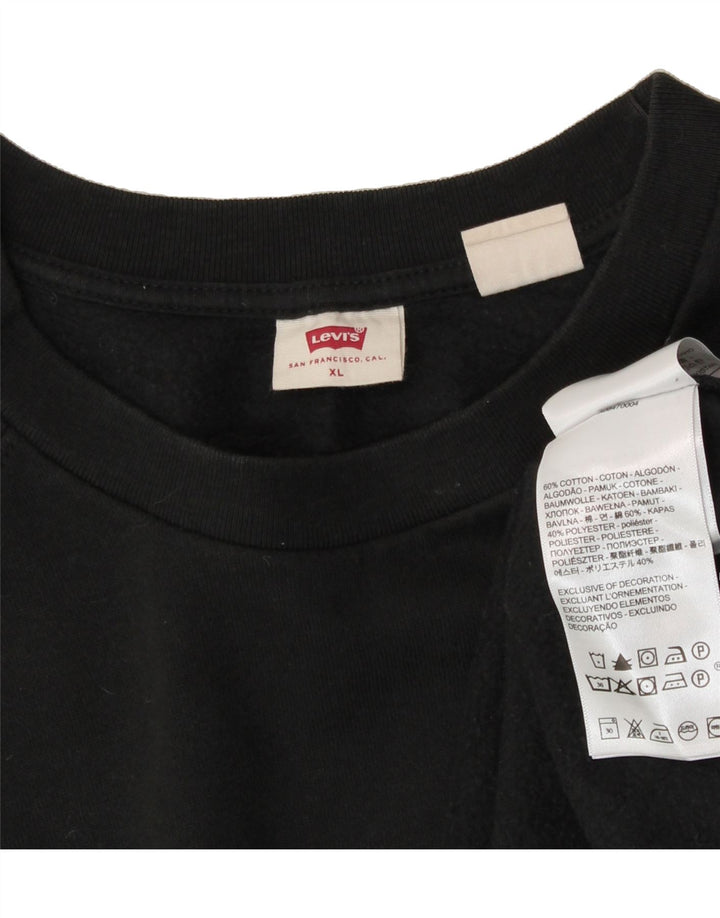 LEVI'S Womens Oversized Crop Sweatshirt Jumper UK 18 XL Black Vintage Levi's and Second-Hand Levi's from Messina Hembry 