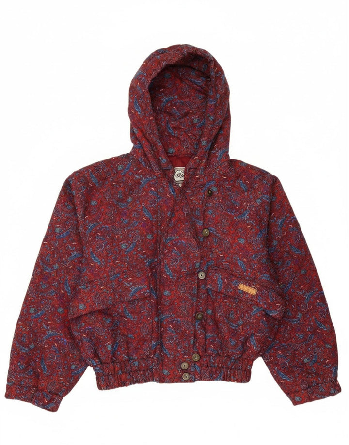 oltre Damska kurtka bomberka z kapturem, oversize UK 10 Small Red Paisley