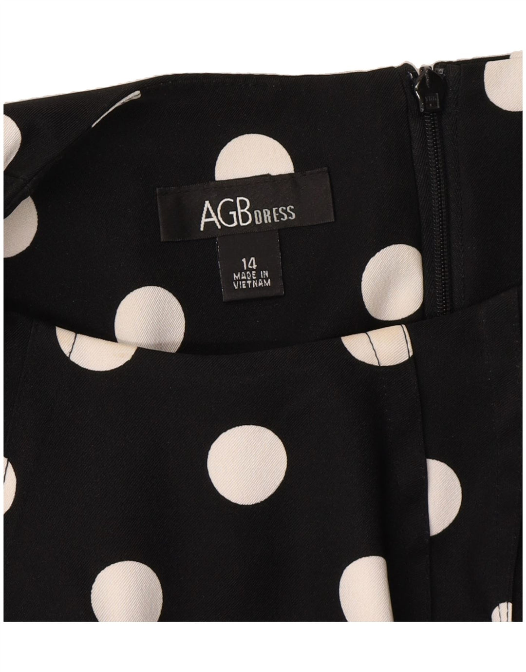 AGB Womens Sleeveless Sheath Dress UK 14 Medium Black Polka Dot Polyester Vintage AGB and Second-Hand AGB from Messina Hembry 