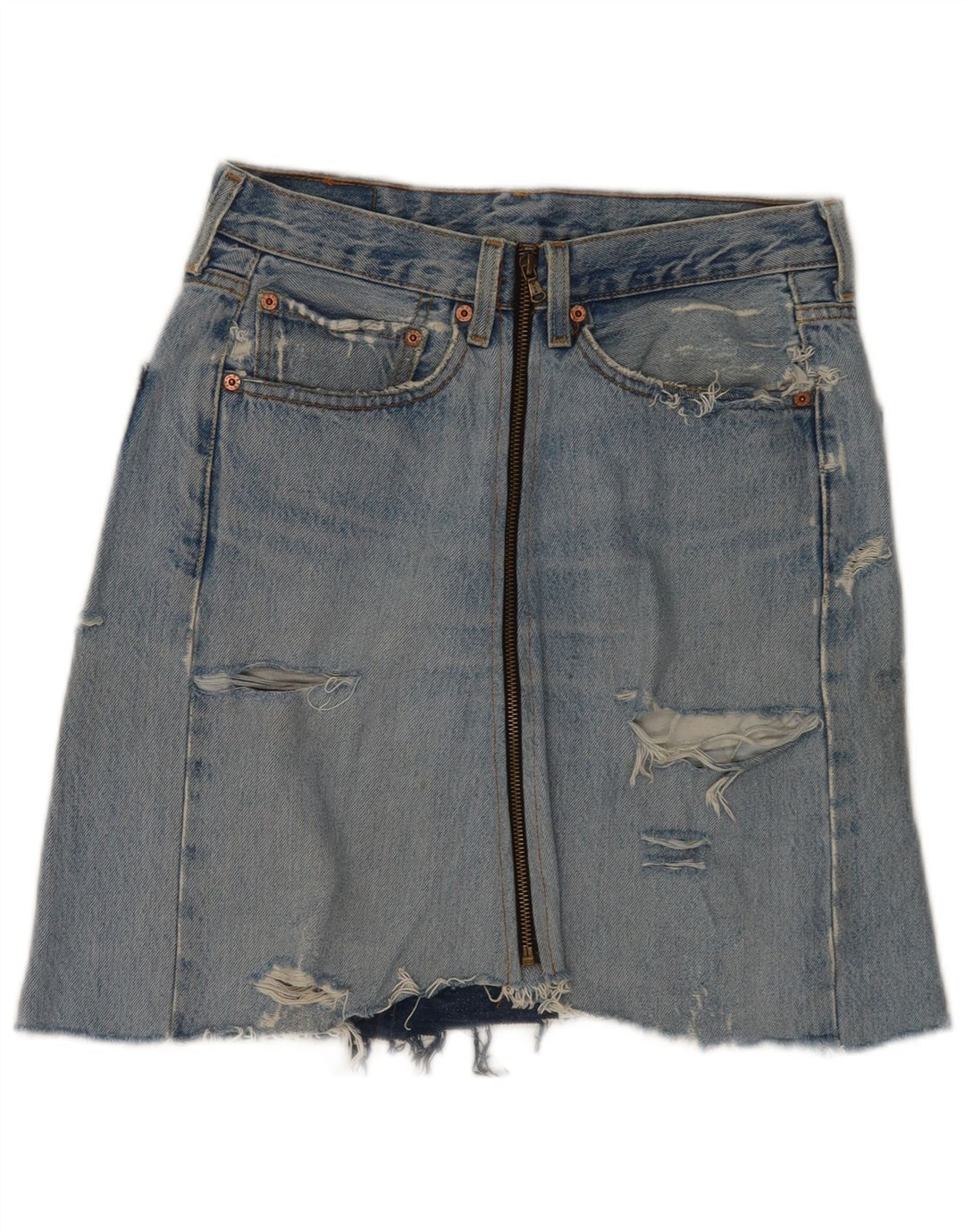 Damska spódnica dżinsowa Levi's 501 w trudnej sytuacji W33, duża niebieska