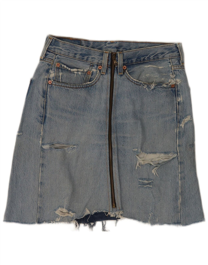 Damska spódnica dżinsowa Levi's 501 w trudnej sytuacji W33, duża niebieska