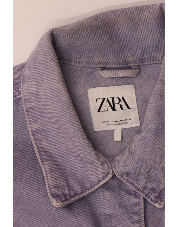 Damska kurtka jeansowa oversize Zara UK 14, średni fiolet, bawełna