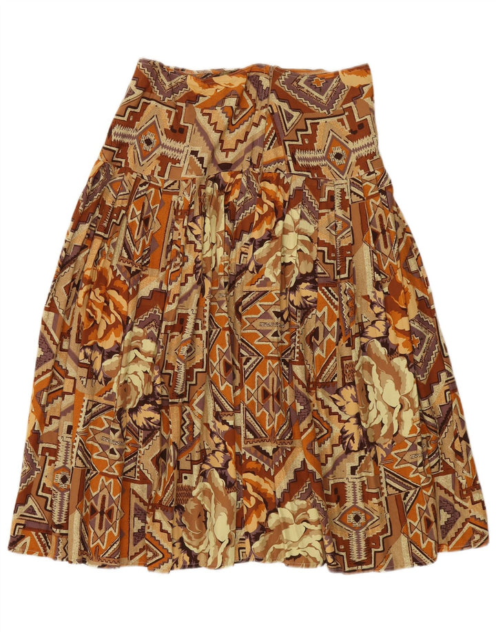 Damska plisowana spódnica VINTAGE Medium W30 Brązowa patchworkowa bawełna