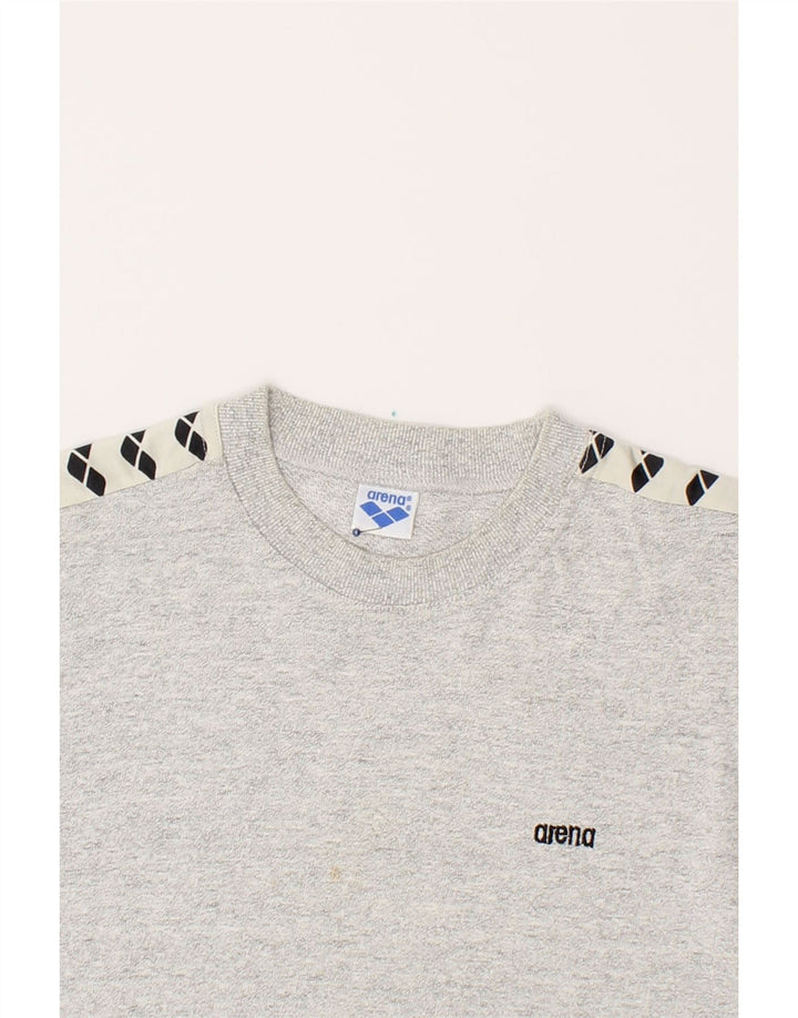 ARENA Mens Graphic Top Long Sleeve Medium Grey Colourblock Vintage Arena and Second-Hand Arena from Messina Hembry 