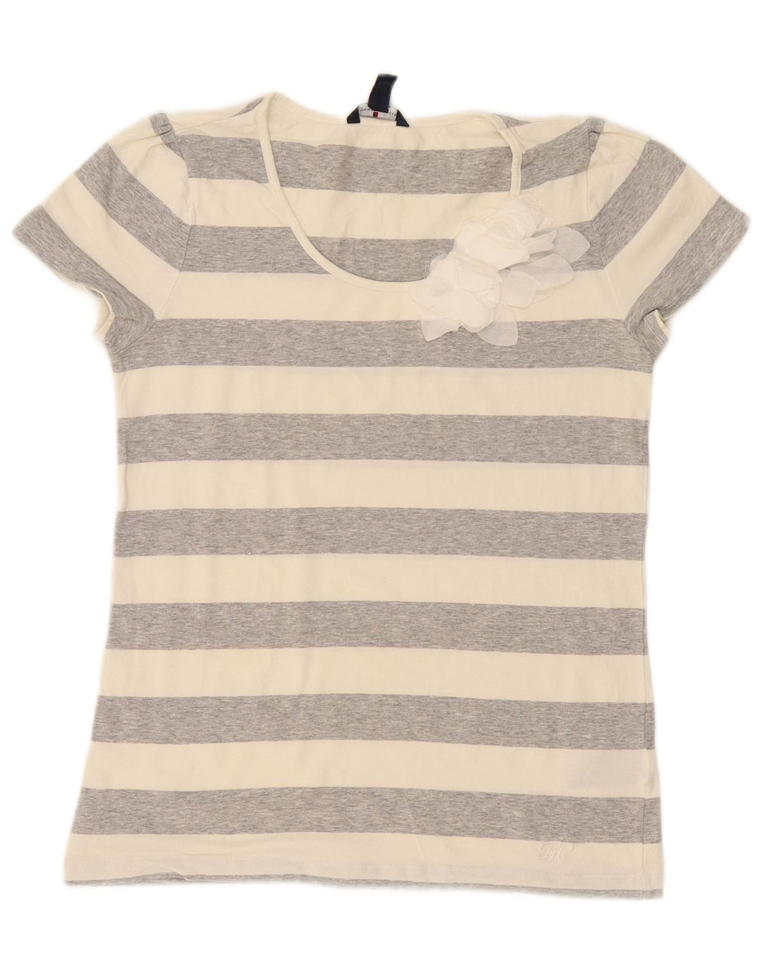 T-shirt damski Tommy Hilfiger Top UK 12 Średnioszary, bawełniany w paski