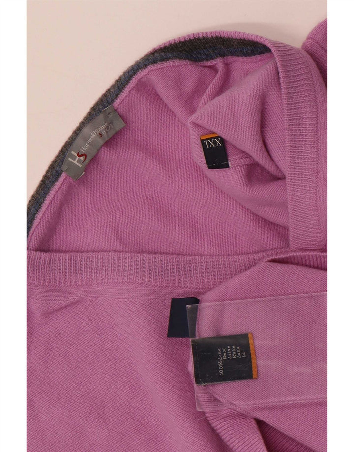 Harmont & Blaine Męski sweter z dekoltem w kształcie litery V, 2XL, fioletowa wełna