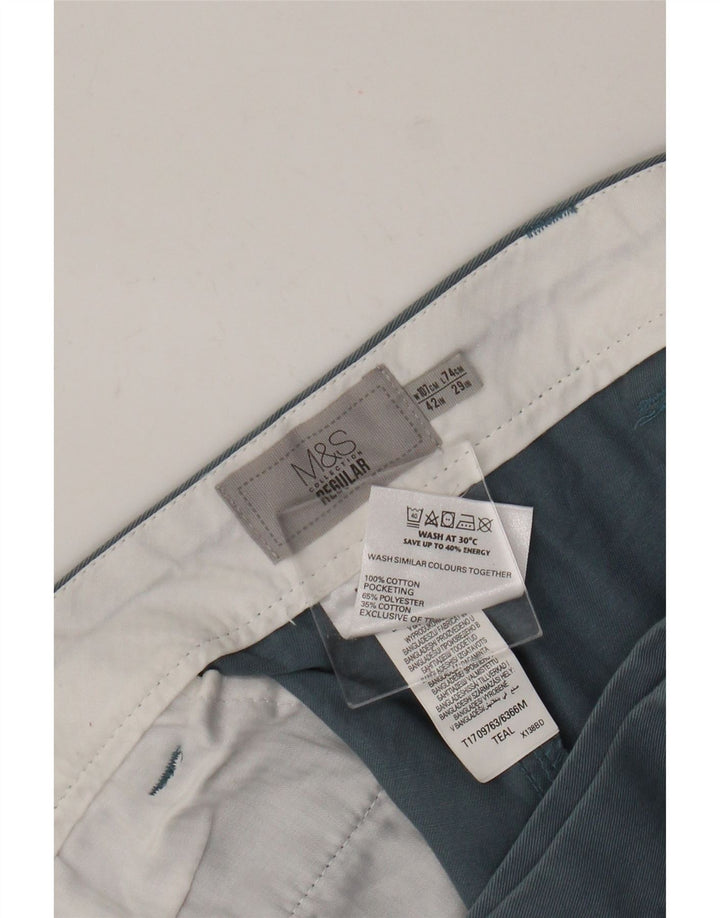 Męskie spodnie chino o regularnym kroju Marks & Spencer W42 L29, niebieska bawełna