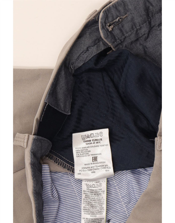 Marks & Spencer Męskie proste spodnie garniturowe W32 L28 Szara bawełna